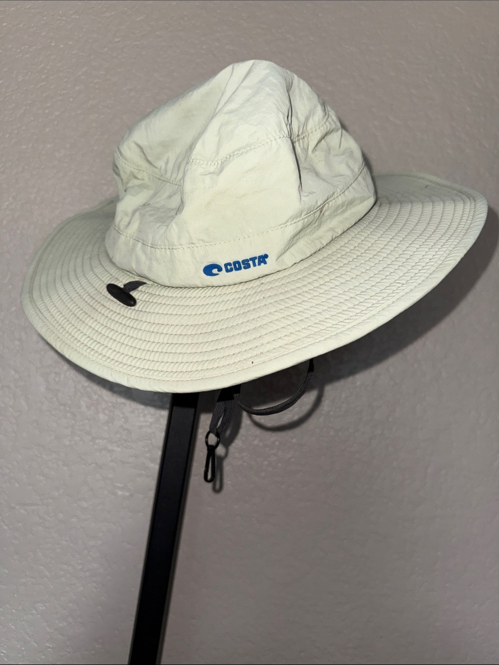 Costa Cream Bucket Hat with Blue Logo Like New